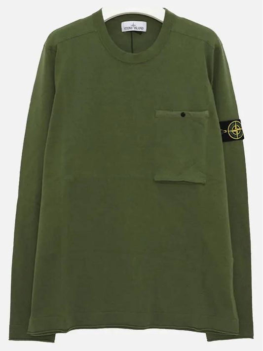 Wappen Patch Low Pocket Knit Top Olive - STONE ISLAND - BALAAN 2