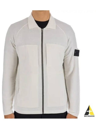 Men's Patch Pocket Zip-Up Cardigan Off White - STONE ISLAND - BALAAN 2