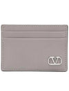 V Logo Card Wallet Grey - VALENTINO - BALAAN 1