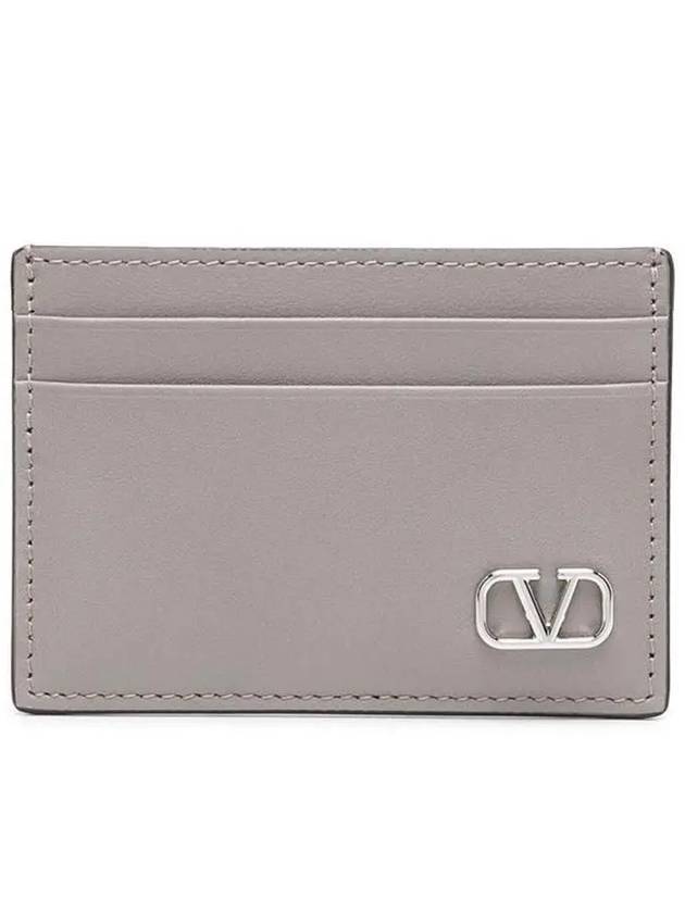 V Logo Card Wallet Grey - VALENTINO - BALAAN 1