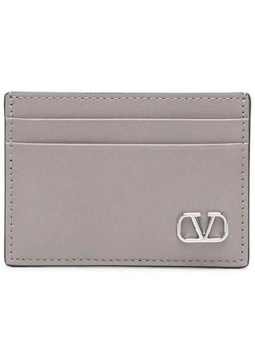 V Logo Card Wallet Grey - VALENTINO - BALAAN 1