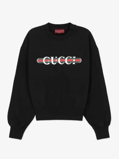 Print Cotton Jersey Sweatshirt Black - GUCCI - BALAAN 2