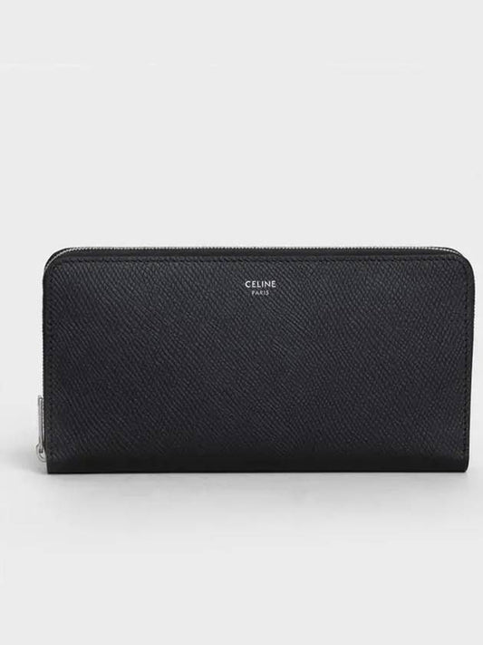 Large Zipper Grain Calfskin Long Wallet Black - CELINE - BALAAN 2