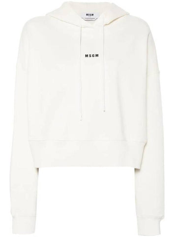 Micro Logo Print Cotton Hoodie Ivory - MSGM - BALAAN 1