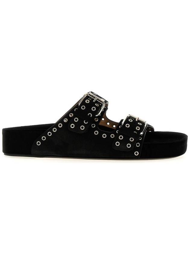 Lennyo Eyelet Leather Slippers Black - ISABEL MARANT - BALAAN 1