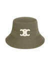 Triomphe Cotton Gabardine Bucket Hat Khaki - CELINE - BALAAN 1