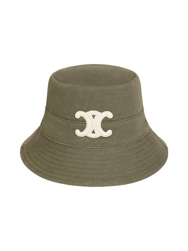 Triomphe Cotton Gabardine Bucket Hat Khaki - CELINE - BALAAN 1