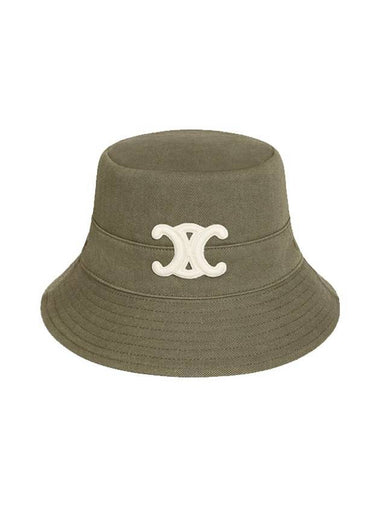 Triomphe Cotton Gabardine Bucket Hat Khaki - CELINE - BALAAN 1