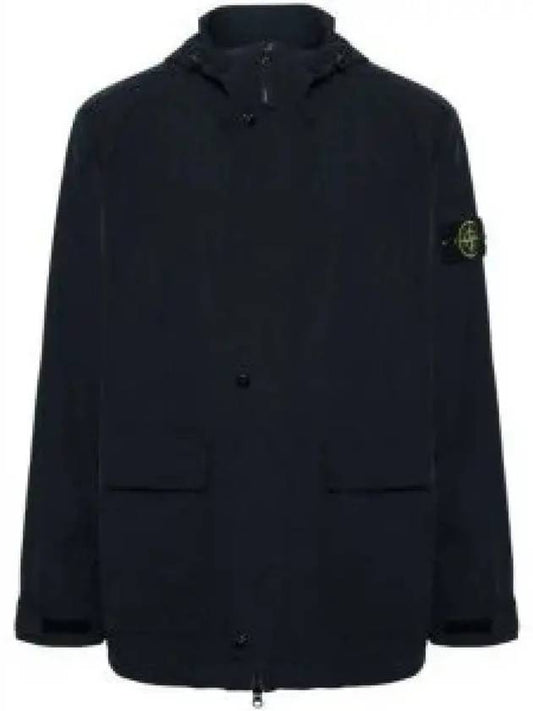 Logo Patch Hooded Jacket Navy - STONE ISLAND - BALAAN 2