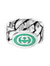 Interlocking G Enamel Ring Silver Green Enamel - GUCCI - BALAAN 6