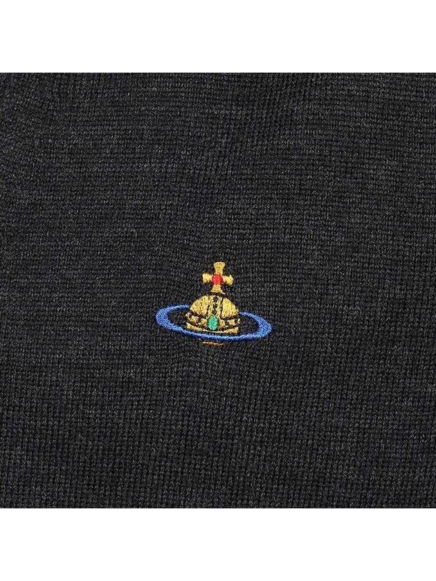 Men's Logo Wool V-Neck Cardigan Vintage Black - VIVIENNE WESTWOOD - BALAAN 5