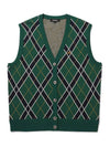 Argyle pattern open vest GREEN WOMAN - MALBON GOLF - BALAAN 1