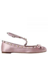 Rockstud Satin Ballerina Pink - VALENTINO - BALAAN 1