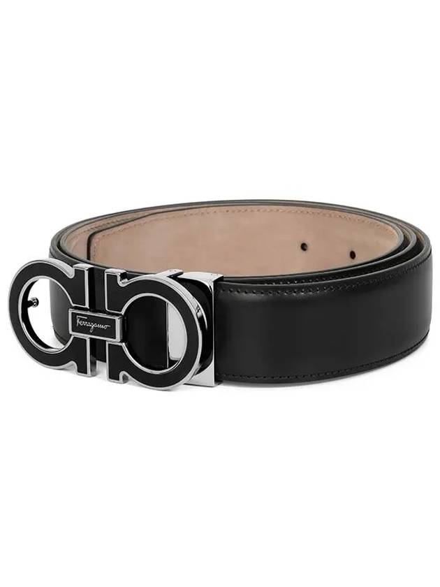 Adjustable Gancini Gunmetal Logo Leather Belt Black - SALVATORE FERRAGAMO - BALAAN 6