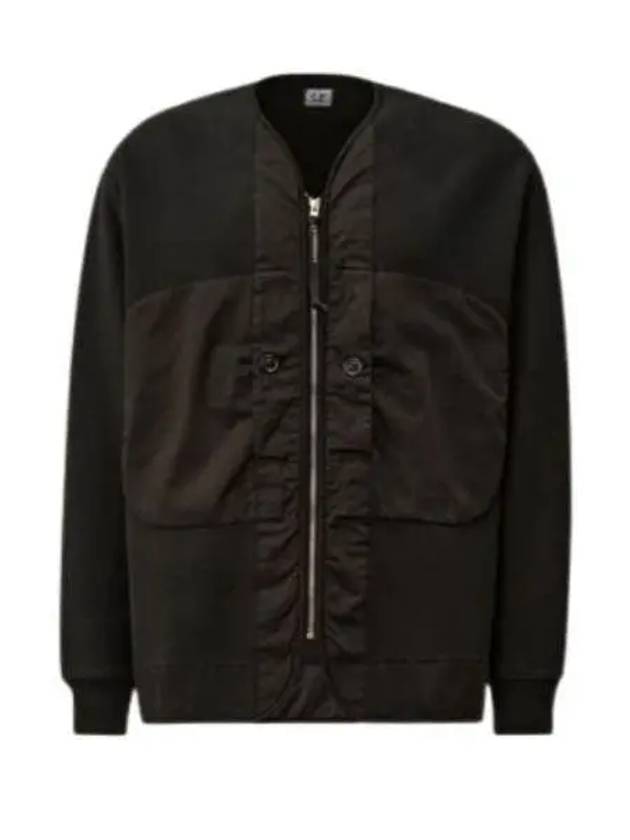 Diagonal Fleece Zip-Up Jacket Black - CP COMPANY - BALAAN 2