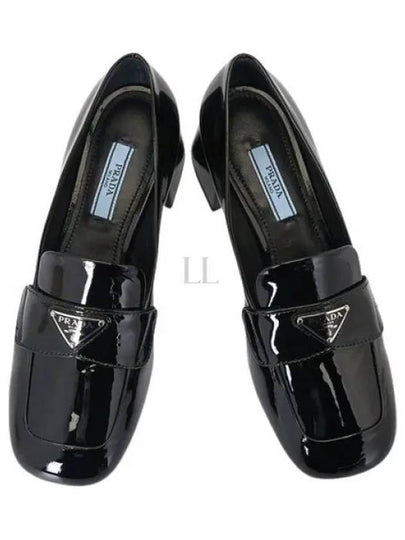 Enamel Metal Triangle Logo Loafers Black - PRADA - BALAAN 2