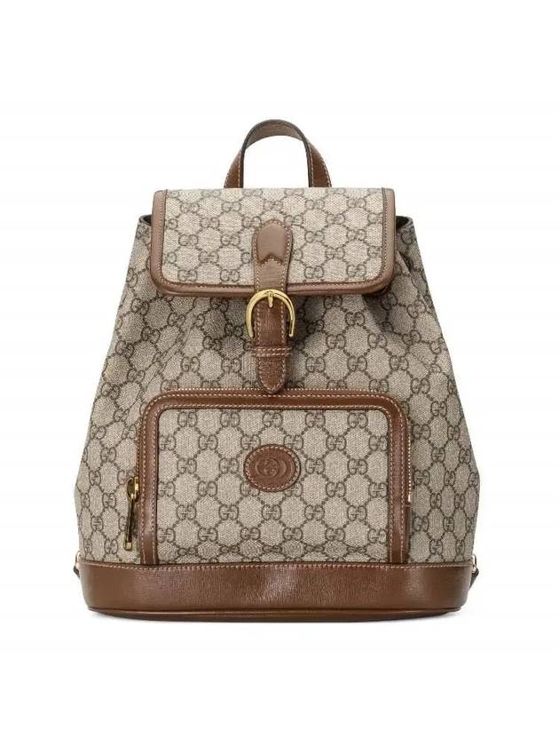 Backpack with Interlocking G GG Supreme Canvas - GUCCI - BALAAN 1