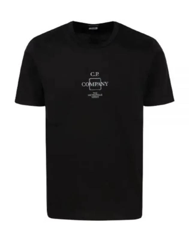 Mercerized Jersey Logo Print Short Sleeve T-Shirt Black - CP COMPANY - BALAAN 2