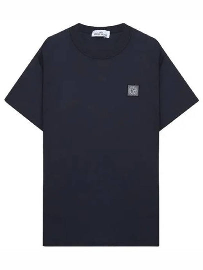 Pisato Effect Logo Patch Short Sleeve T-Shirt Navy - STONE ISLAND - BALAAN 2