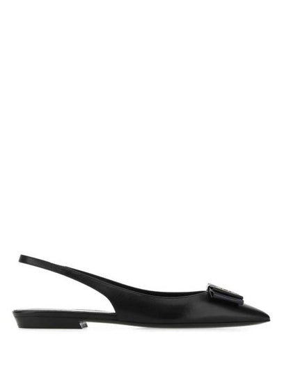 Women's Anais Patent Logo Slingback Flats Black - SAINT LAURENT - BALAAN 2