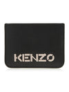 Logo Calf Leather Card Wallet Black - KENZO - BALAAN 1