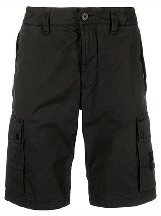 Logo Cotton Slim Cargo Shorts Black - STONE ISLAND - BALAAN 2