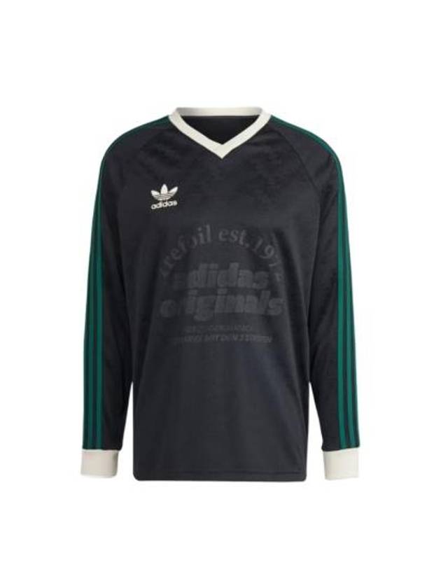 V-Neck Jersey Long Sleeve T-Shirt Black - ADIDAS - BALAAN 1