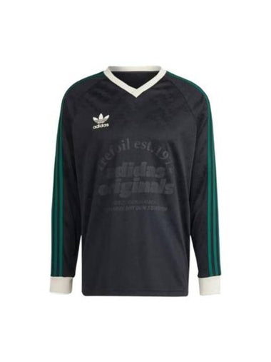 V-Neck Jersey Long Sleeve T-Shirt Black - ADIDAS - BALAAN 1