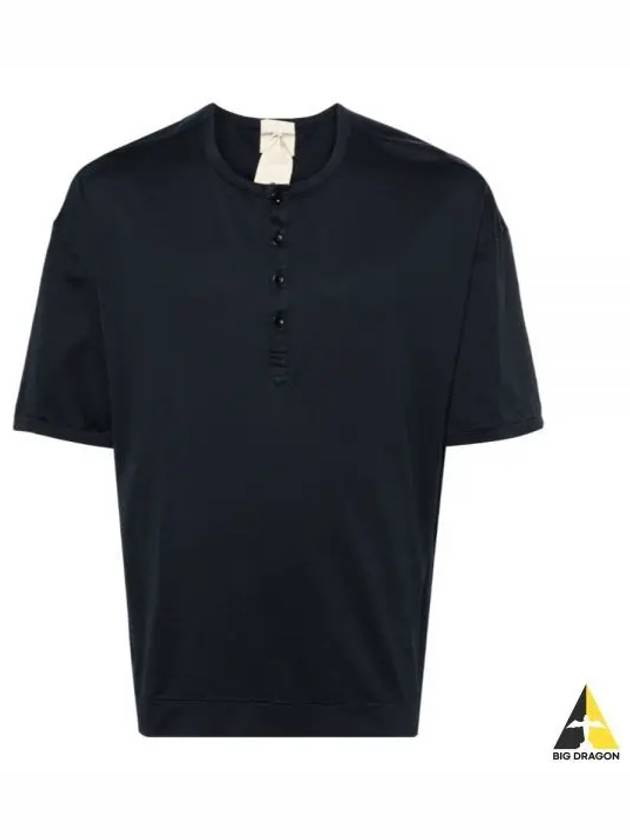 Serafino Short Sleeve T-Shirt Navy - TEN C - BALAAN 2