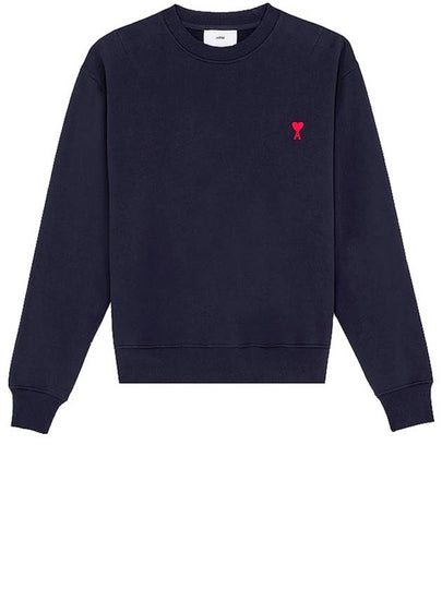 Men's Small Heart Logo Sweatshirt Navy - AMI - BALAAN 2