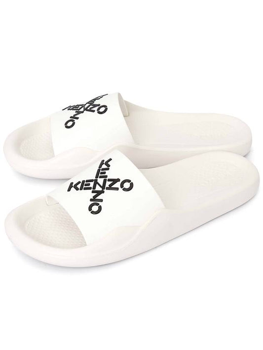 Full Logo Rubber Slippers White - KENZO - BALAAN.
