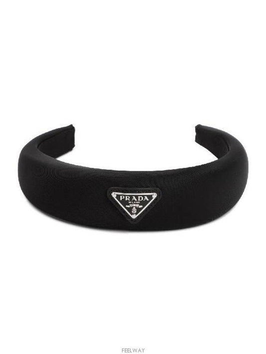 Re-Nylon Triangle Logo Band Hair Accessories Black - PRADA - BALAAN 2