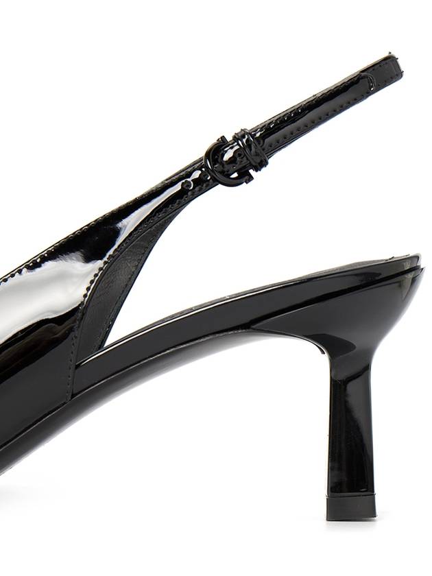 Vara Bowl Patton Leather Slingback Heels Black - SALVATORE FERRAGAMO - BALAAN.