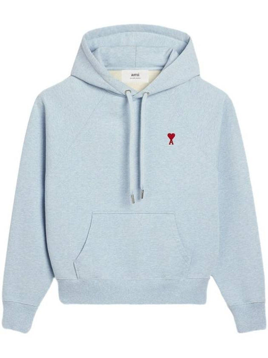 Heart Logo Organic Cotton Hoodie Light Blue - AMI - BALAAN 1