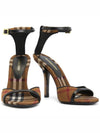 Checked Stiletto Sandal Heels Dark Birch Brown - BURBERRY - BALAAN 6