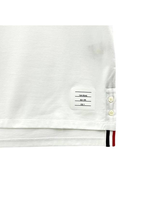 Men's Medium Weight Jersey Tipped Pocket Crewneck Short Sleeve T-Shirt White - THOM BROWNE - BALAAN 5