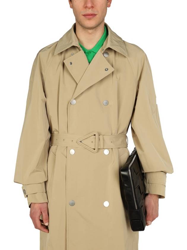 Men's Double Breasted Trench Coat Beige - BOTTEGA VENETA - BALAAN 5