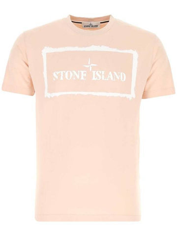 Stencil One Logo Short Sleeve T-Shirt Pink - STONE ISLAND - BALAAN 1