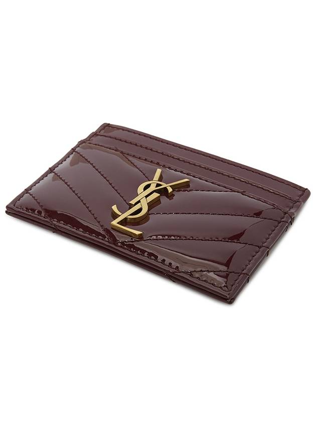 Cassandre Matelasse Patent Leather Card Wallet Dark Red Wine - SAINT LAURENT - BALAAN 4