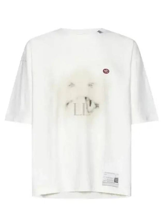 24 A12TS661 White Smiley Face Print Tee - MIHARA YASUHIRO - BALAAN 1