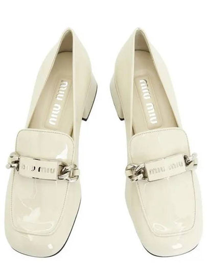 Women's Logo Patent Leather Pumps Ivory - MIU MIU - BALAAN 2