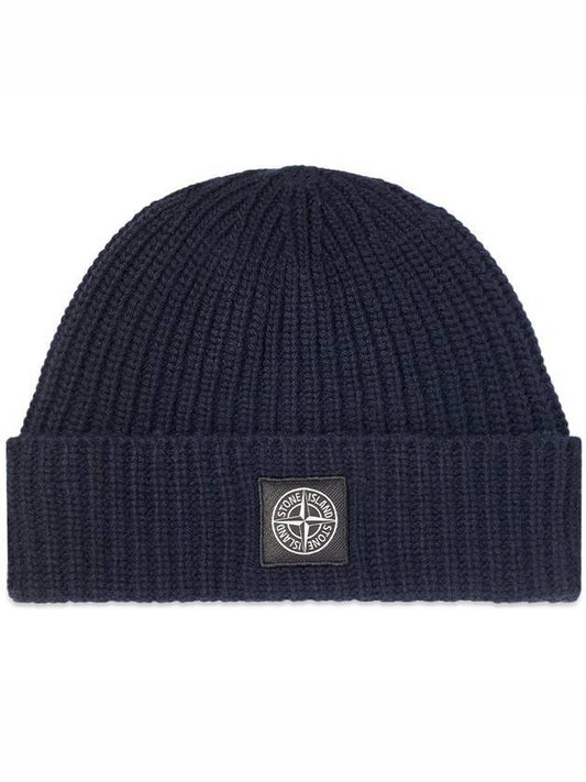 Geelong Wool Beanie Navy - STONE ISLAND - BALAAN 1