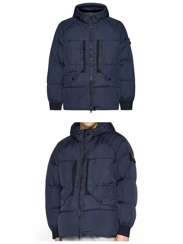 Garment Dyed Crinkle Reps Recycled Nylon Hoodie Padding Navy - STONE ISLAND - BALAAN 5