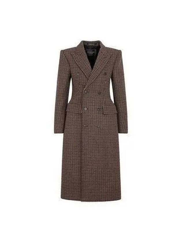 Women s Capote Hounds Check Long Coat Brown 725263 TNU15 - BALENCIAGA - BALAAN 1