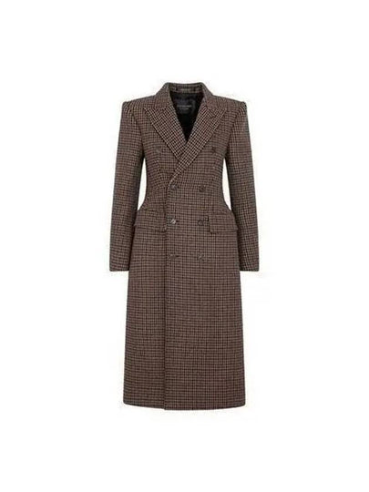 Women s Capote Hounds Check Long Coat Brown 725263 TNU15 - BALENCIAGA - BALAAN 1