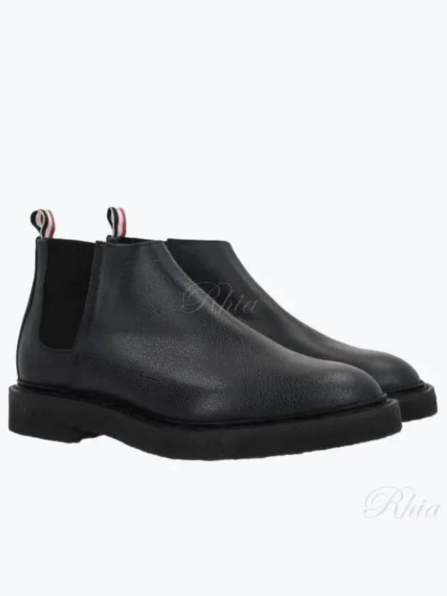 Pebble Crepe Sole Mid Top Grain Leather Chelsea Boots Black - THOM BROWNE - BALAAN 2