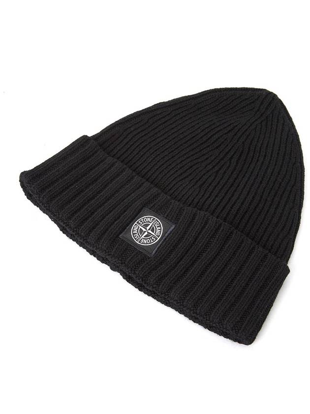 Kids Logo Wool Cashmere Beanie Black - STONE ISLAND - BALAAN 4