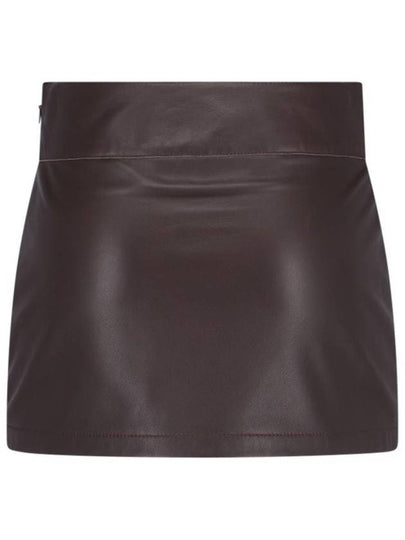 L Dixie Metal Logo Leather Mini A Line Skirt Brown - DIESEL - BALAAN 2