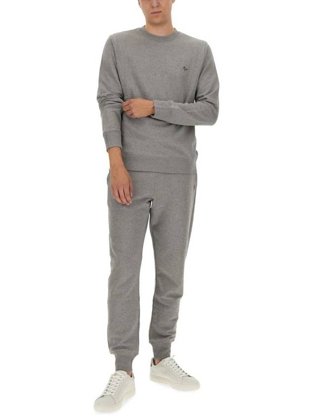 Zebra Patch Organic Cotton Sweatshirt Grey - PAUL SMITH - BALAAN 3