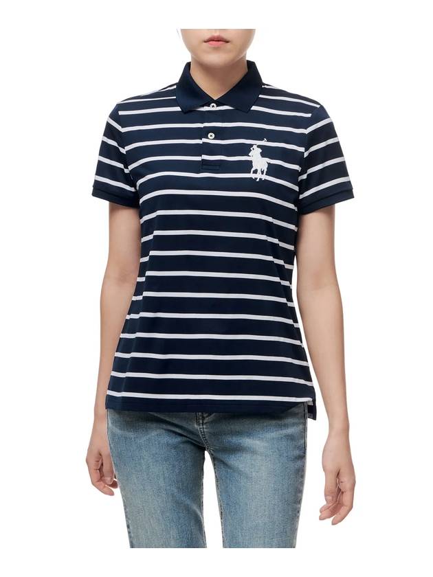 Striped Short Sleeve Polo Shirt Navy - POLO RALPH LAUREN - BALAAN 1